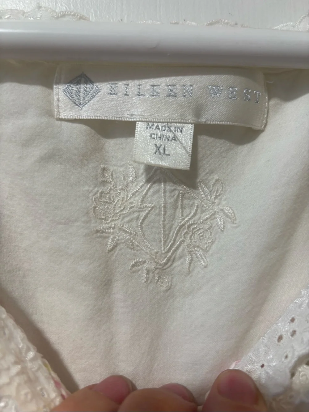 EILEEN WEST E5215907 WHITE COTTON PINK RIBBON NIGHTGOWN BALLET LAWN DRESS SZ XL